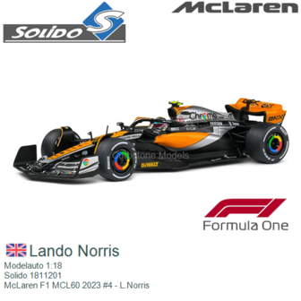 Modelauto 1:18 | Solido 1811201 | McLaren F1 MCL60 2023 #4 - L.Norris