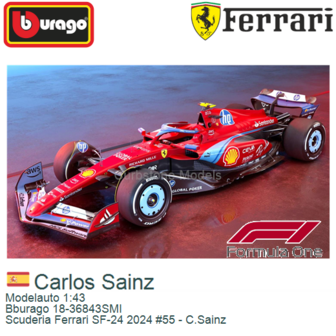 Modelauto 1:43 | Bburago 18-36843SMI | Scuderia Ferrari SF-24 2024 #55 - C.Sainz