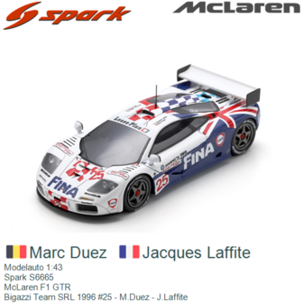 Modelauto 1:43 | Spark S6665 | McLaren F1 GTR | Bigazzi Team SRL 1996 #25 - M.Duez - J.Laffite