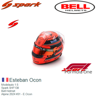 Modelauto 1:5 | Spark 5HF138 | Bell Helmet | Alpine 2024 #31 - E.Ocon