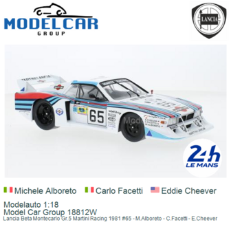 Modelauto 1:18 | Model Car Group 18812W | Lancia Beta Montecarlo Gr.5 Martini Racing 1981 #65 - M.Alboreto - C.Facetti - E.Chee