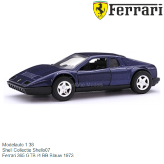 Modelauto 1:38 | Shell Collectie Shello07 | Ferrari 365 GTB /4 BB Blauw 1973