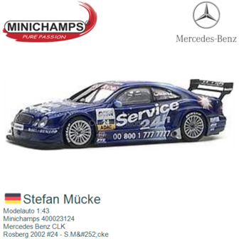 Modelauto 1:43 | Minichamps 400023124 | Mercedes Benz CLK | Rosberg 2002 #24 - S.M&amp;#252;cke