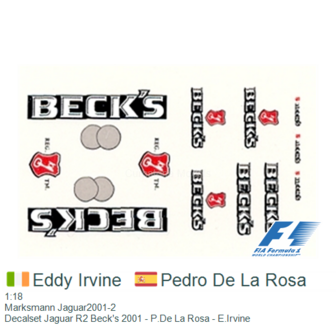 1:18 | Marksmann Jaguar2001-2 | Decalset Jaguar R2 Beck&#039;s 2001 - P.De La Rosa - E.Irvine