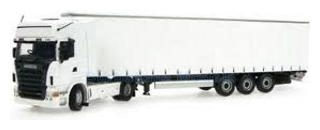 Modelauto 1:50 | UniversalHobbies 5620 | Scania Curtaintrailer Wit