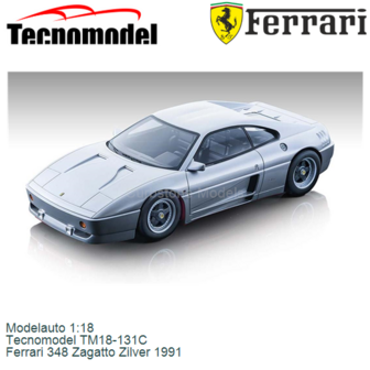 Modelauto 1:18 | Tecnomodel TM18-131C | Ferrari 348 Zagatto Zilver 1991