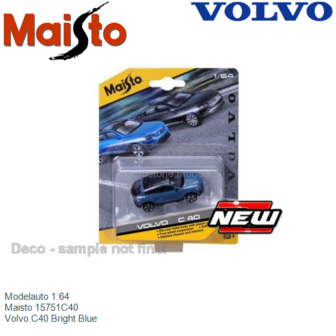 Modelauto 1:64 | Maisto 15751C40 | Volvo C40 Bright Blue