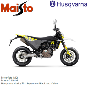 Motorfiets 1:12 | Maisto 31101H | Husqvarna Husky 701 Supermoto Black and Yellow