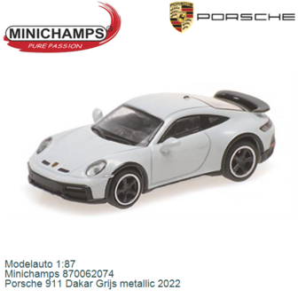 Modelauto 1:87 | Minichamps 870062074 | Porsche 911 Dakar Grijs metallic 2022