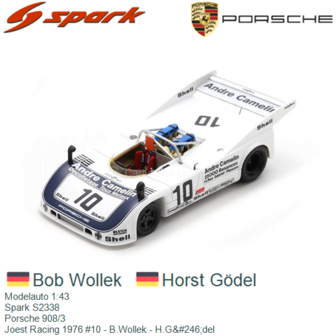 Modelauto 1:43 | Spark S2338 | Porsche 908/3 | Joest Racing 1976 #10 - B.Wollek - H.G&amp;#246;del