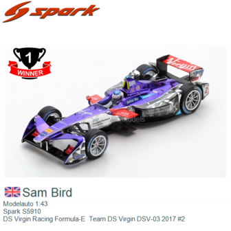 Modelauto 1:43 | Spark S5910 | DS Virgin Racing Formula-E  Team DS Virgin DSV-03 2017 #2