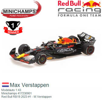 Modelauto 1:43 | Minichamps 417230901 | Red Bull RB19 2023 #1 - M.Verstappen