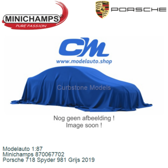 Modelauto 1:87 | Minichamps 870067702 | Porsche 718 Spyder 981 Grijs 2019