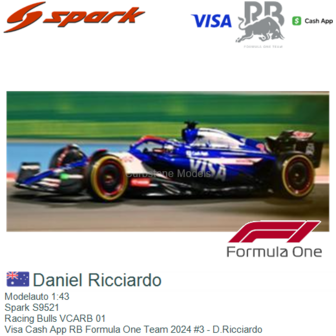 Modelauto 1:43 | Spark S9521 | Racing Bulls VCARB 01 | Visa Cash App RB Formula One Team 2024 #3 - D.Ricciardo