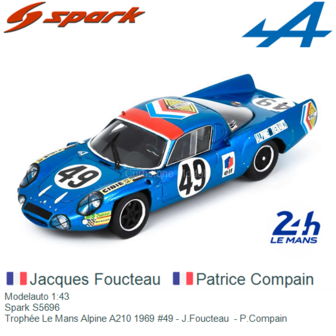 Modelauto 1:43 | Spark S5696 | Troph&eacute;e Le Mans Alpine A210 1969 #49 - J.Foucteau  - P.Compain 