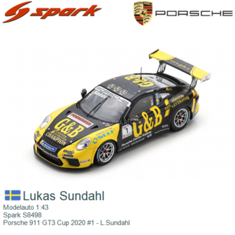 Modelauto 1:43 | Spark S8498 | Porsche 911 GT3 Cup 2020 #1 - L.Sundahl