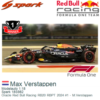 Modelauto 1:18 | Spark 18S982 | Oracle Red Bull Racing RB20 RBPT 2024 #1 - M.Verstappen