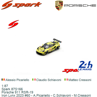 1:87 | Spark 87S166 | Porsche 911 RSR-19 | Iron Lynx 2023 #60 - A.Picariello - C.Schiavoni - M.Cressoni