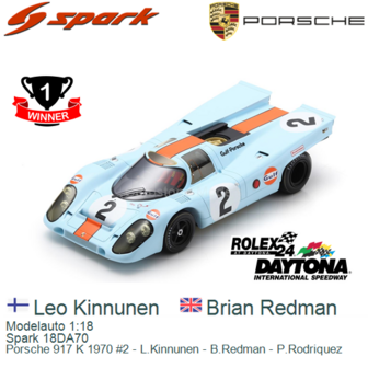 Modelauto 1:18 | Spark 18DA70 | Porsche 917 K 1970 #2 - L.Kinnunen - B.Redman - P.Rodriquez