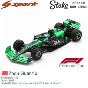 Modelauto 1:43 | Spark S9531 | Stake F1 Team Kick Sauber C44 2024 #24 - Z.GuanYu