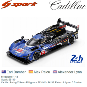 Modelauto 1:43 | Spark S9110 | Cadillac Racing V-Series.R Hypercar 2024 #2 - &amp;#193;.Palou - A.Lynn - E.Bamber