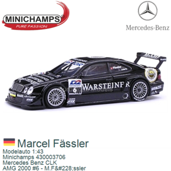 Modelauto 1:43 | Minichamps 430003706 | Mercedes Benz CLK | AMG 2000 #6 - M.F&amp;#228;ssler