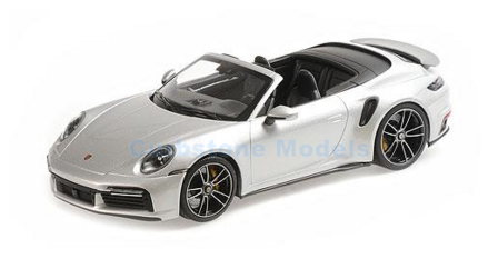 Modelauto 1:18 | Minichamps 155069082 | Porsche 911 Turbo S Cabrio 992 Zilver 2020