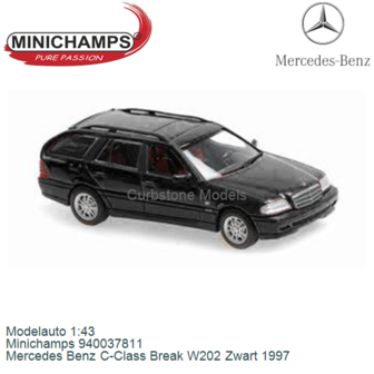 Modelauto 1:43 | Minichamps 940037811 | Mercedes Benz C-Class Break W202 Zwart 1997