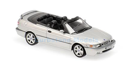 Modelauto 1:43 | Minichamps 940170831 | Saab 9-3 Aero Cabrio Zilver metallic 2001