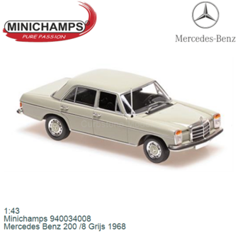 1:43 | Minichamps 940034008 | Mercedes Benz 200 /8 Grijs 1968