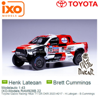 Modelauto 1:43 | IXO-Models RAM928B.22 | Toyota Gazoo Racing Hilux T1 GR DKR 2023 #217 - H.Lategan - B.Cummings 