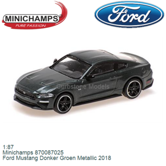 1:87 | Minichamps 870087025 | Ford Mustang Donker Groen Metallic 2018