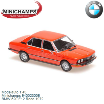 Modelauto 1:43 | Minichamps 940023006 | BMW 520 E12 Rood 1972