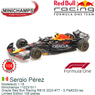 Modelauto 1:18 | Minichamps 110231511 | Oracle Red Bull Racing RB19 2023 #77 - S.P&amp;#233;rez