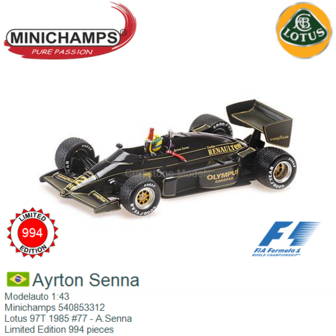 Modelauto 1:43 | Minichamps 540853312 | Lotus 97T 1985 #77 - A.Senna