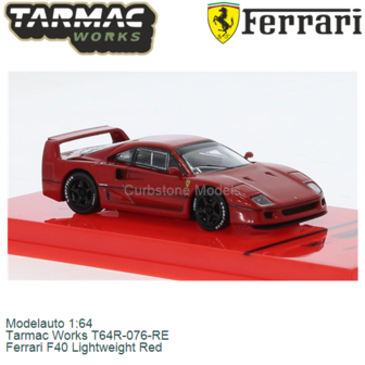 Modelauto 1:64 | Tarmac Works T64R-076-RE | Ferrari F40 Lightweight Red