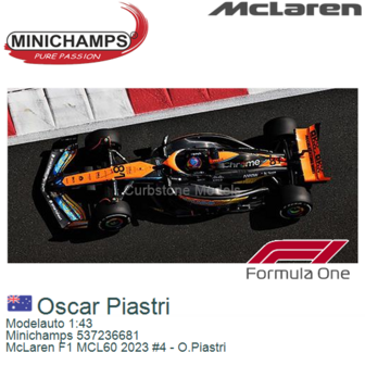 Modelauto 1:43 | Minichamps 537236681 | McLaren F1 MCL60 2023 #4 - O.Piastri