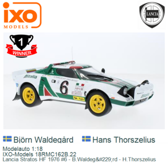 Modelauto 1:18 | IXO-Models 18RMC162B.22 | Lancia Stratos HF 1976 #6 - B.Waldeg&amp;#229;rd - H.Thorszelius