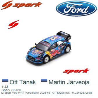 1:43 | Spark S6735 | M-Sport Ford WRT Puma Rally1 2023 #8 - O.T&amp;#228;nak - M.J&amp;#228;rveoja