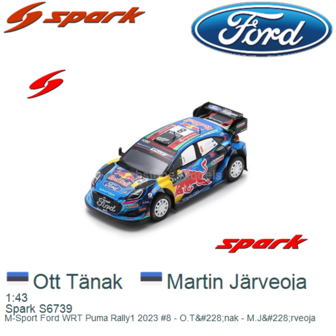 1:43 | Spark S6739 | M-Sport Ford WRT Puma Rally1 2023 #8 - O.T&amp;#228;nak - M.J&amp;#228;rveoja