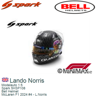 Modelauto 1:5 | Spark 5HSP108 | Bell Helmet | McLaren F1 2024 #4 - L.Norris