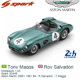 Modelauto 1:43 | Spark S2445 | Aston Martin DBR1 1961 #4 - R.Salvadori - T.Maggs