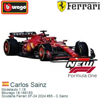 Modelauto 1:18 | Bburago 18-16815S | Scuderia Ferrari SF-24 2024 #55 - C.Sainz