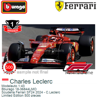 Modelauto 1:43 | Bburago 18-36844LMO | Scuderia Ferrari SF24 2024 - C.Leclerc