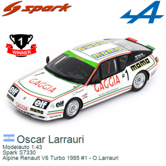 Modelauto 1:43 | Spark S7330 | Alpine Renault V6 Turbo 1985 #1 - O.Larrauri