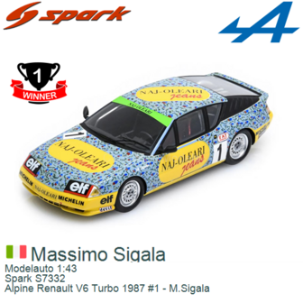 Modelauto 1:43 | Spark S7332 | Alpine Renault V6 Turbo 1987 #1 - M.Sigala