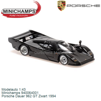 Modelauto 1:43 | Minichamps 940064001 | Porsche Dauer 962 GT Zwart 1994