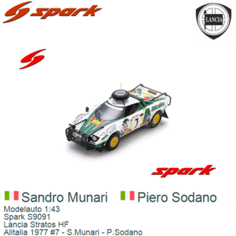 Modelauto 1:43 | Spark S9091 | Lancia Stratos HF | Alitalia 1977 #7 - S.Munari - P.Sodano