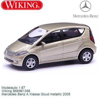 Modelauto 1:87 | Wiking B66961356 | Mercedes Benz A Klasse Goud metallic 2005