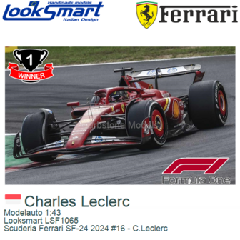 Modelauto 1:43 | Looksmart LSF1065 | Scuderia Ferrari SF-24 2024 #16 - C.Leclerc